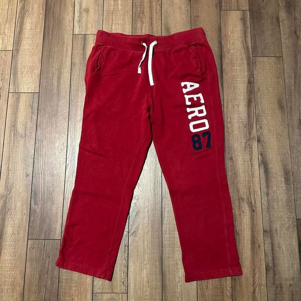 Aeropostale Red Sweatpants Joggers with Aero 87 Logo